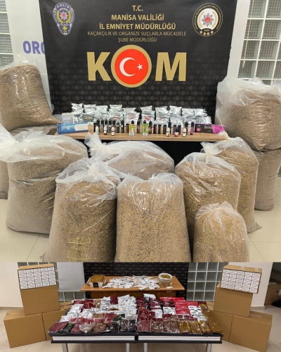 Yapılan çalışmalarda;


Turgutlu ilçesinde 6 şahsa ait 5 ikamet ve 3 işyeri adresinde,


Kırkağaç ilçesinde 1 işyeri adresinde,


Akhisar ilçesinde 2 araçta yapılan aramalarda;


427,5 kilogram açık kıyılmış tütün,
230 bin adet boş makaron,
129,5 kilogram nargile tütünü,
52 bin 340 adet doldurulmuş makaron,
28 adet bandrolsüz sigara,
27 adet elektronik sigara likiti,
2 adet elektronik sigara ele geçirildi.
