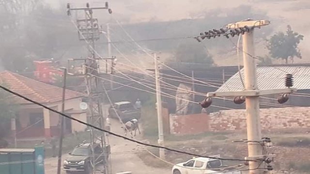 Manisa'nın Ahmetli ilçesindeki ormanlık alanda çıkan yangın rüzgarın etkisiyle büyüyünce bazı kırsal mahallelerdeki evleri de yaktı.