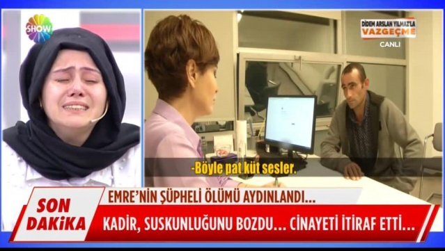 Show Tv’de yayınlanan Didem Arslan Yılmazla Vazgeçme programı izleyiciyi ekranlata kilitlemeye devam ediyor.

Önce “Görmedim, duymadım, bilmiyorum” dedi… Ardından 2.5 yıl önce işlenen Emre Yıldız cinayetini, Didem Arslan Yılmaz’la Vazgeçme programında itiraf etti…