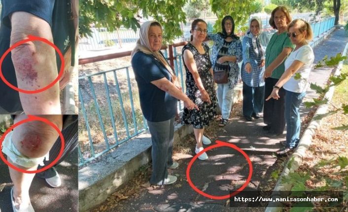 Sabah yürüyüşü yaparken yoldaki çukurlar yüzünden düşüp yaralanan kadın ve arkadaşlarından Başkan Çetin Akın'a çağrı " Bu yolların yapılmasını istiyoruz"