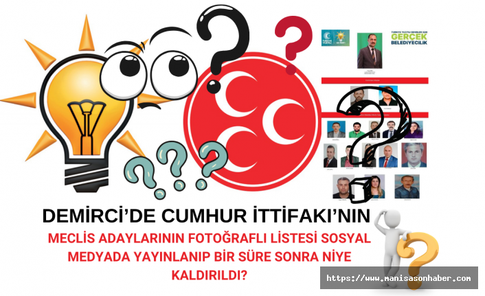 Demirci'de Cumhur ittifakının belediye meclis adayları listesi önce yayınlandı sonra yayından kaldırıldı