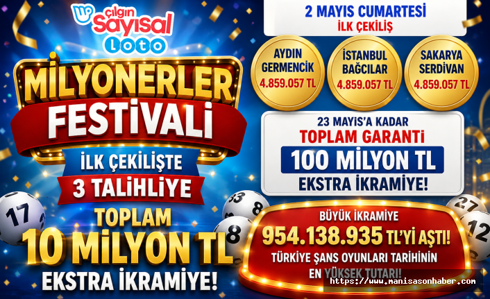 Çılgın Sayısal Loto’da “Milyonerler Festivali” Coşkusu: İlk Çekilişte 3 Talihliye Ekstra 10 Milyon TL