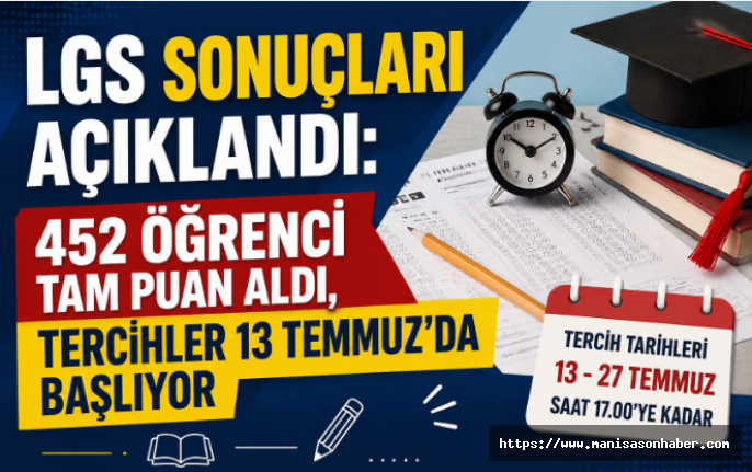 LGS Sonuçları Açıklandı: 452 Öğrenci Tam Puan Aldı, Tercihler 13 Temmuz'da Başlıyor