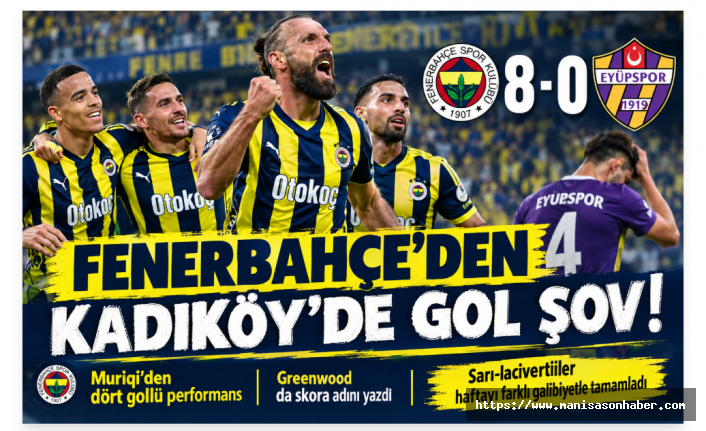 Fenerbahçe’den Süper Lig’de Gol Şovu: Eyüpspor’a 8-0