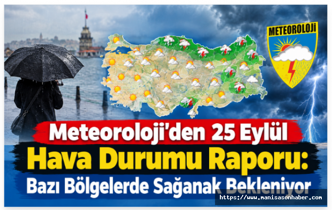 Meteoroloji’den 25 Eylül Hava Durumu Raporu: Bazı Bölgelerde Sağanak Bekleniyor