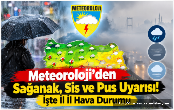 Meteoroloji’den Sağanak, Sis ve Pus Uyarısı! İşte İl İl Hava Durumu