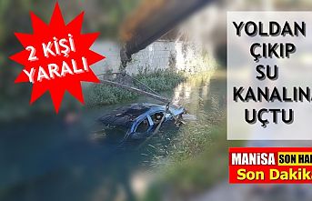 Yoldan çıktı, su kanalına uçtu 2 kişi yaralı