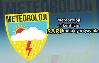 Meteoroloji  43 kent için sarı kodlu uyarı yayınladı