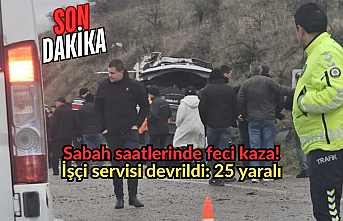 Sabah saatlerinde feci kaza! işçi servisi devrildi: 25 yaralı