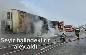 Seyir halindeki tır alev aldı