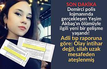 Demirci polis lojmanında gerçekleşen Yeşim Akbaş'ın ölümüyle ilgili yeni bir gelişme yaşandı! Adli tıp raporuna göre: Olay intihar değil, silah uzak mesafeden ateşlenmiş