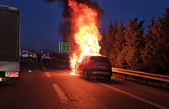 TEM Otoyolu'nda araç yangını