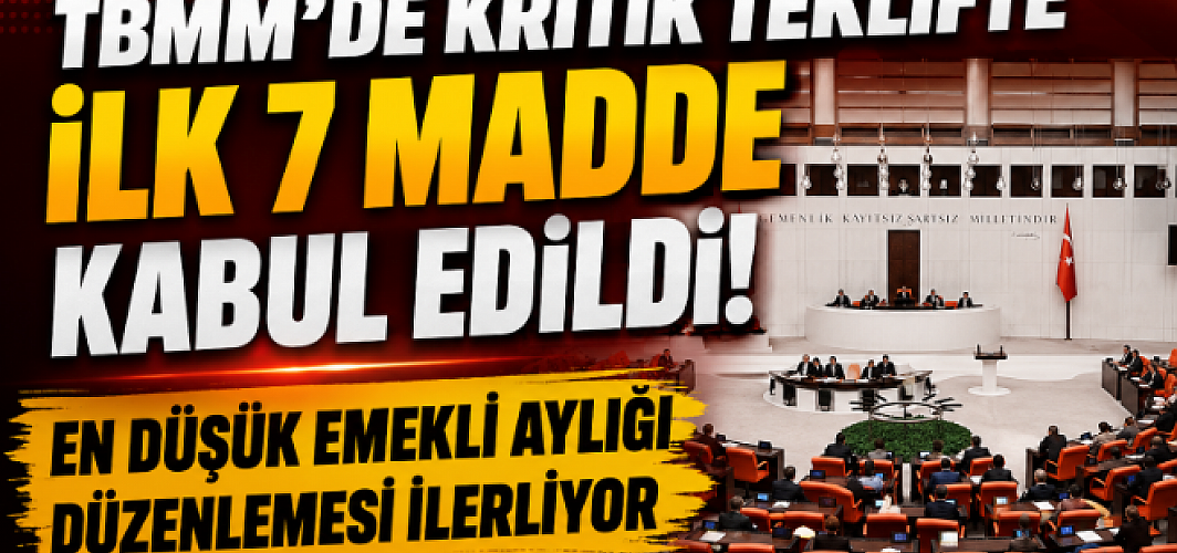 TBMM'de Kritik Teklifte İlk 7 Madde Kabul Edildi: En Düşük Emekli Aylığı Düzenlemesi İlerliyor