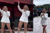 Begüm Polat kamyon kasasında konser verdi