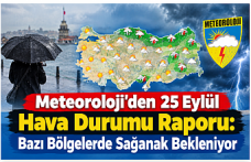 Meteoroloji’den 25 Eylül Hava Durumu Raporu: Bazı Bölgelerde Sağanak Bekleniyor