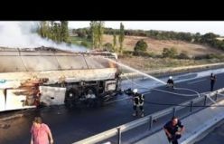 Yolcu otobüsünde yangın