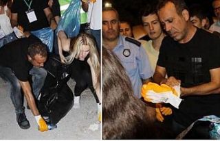 Konser verdiği alanın çöplerini kendi elleriyle...