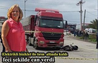 Elektrikli bisiklet ile tırın altında kaldı ,...