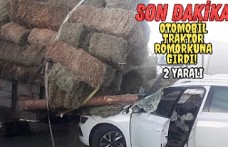 Otomobil traktör römorkuna girdi! 2 yaralı