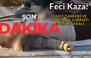Feci Kaza! Yakıt tankeri ve otomobil çarpıştı...