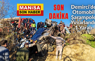 Demirci’de Otomobil Şarampole Yuvarlandı: 1 Yaralı