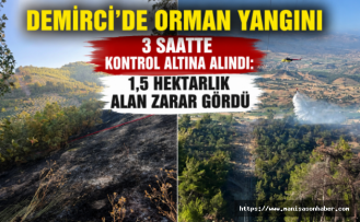 Demirci'de Orman Yangını 3 Saatte Kontrol Altına Alındı: 1,5 Hektarlık Alan Zarar Gördü