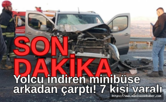 Otomobil, yolcu indiren minibüse arkadan çarptı! 7 kişi yaralı