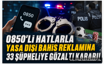 0850'li Hatlarla Yasa Dışı Bahis Reklamına Operasyon: 33 Şüpheli Hakkında Gözaltı Kararı