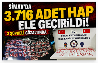 Simav’da 3 Bin 716 Adet Lyrica Hap Ele Geçirildi