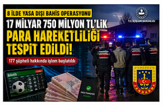 8 İlde Yasa Dışı Bahis Operasyonu: 17 Milyar 750 Milyon TL’lik Para Hareketliliği Tespit Edildi