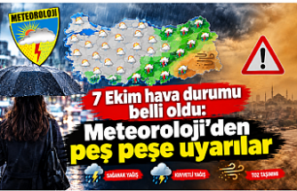 7 Ekim hava durumu belli oldu: Meteoroloji’den peş peşe uyarılar