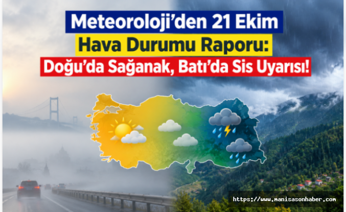 Meteoroloji’den 21 Ekim Hava Durumu Raporu: Doğu’da Sağanak, Batı’da Sis Uyarısı!