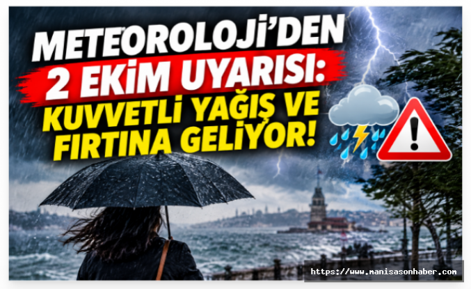 Meteoroloji’den 2 Ekim Uyarısı: Kuvvetli Yağış ve Fırtına Geliyor