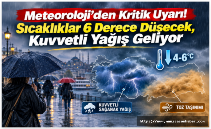 Meteoroloji’den Kritik Uyarı! Sıcaklıklar 6 Derece Düşecek, Kuvvetli Yağış Geliyor
